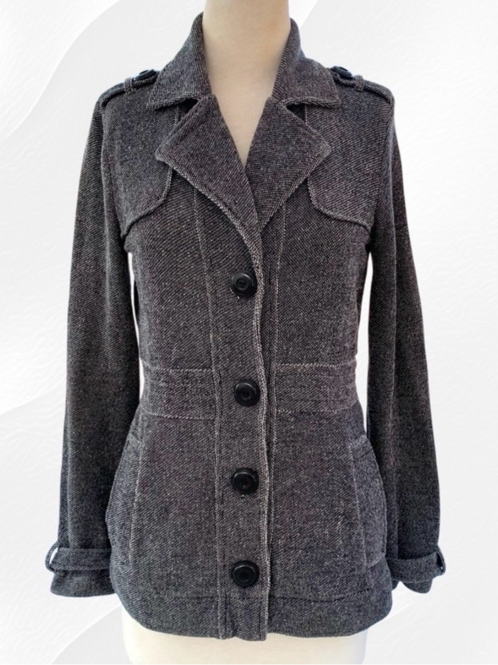 Billabong Gray Tweed Long Sleeve Pea Coat ~ Women’s Small